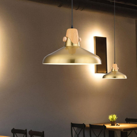 Industrial Dome Golden Pendant Light Flexible Length Image - 2