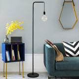 Industrial Exposed Bulb Black Metal LED Floor Lamp Image - 11