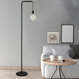 Industrial Exposed Bulb Black Metal LED Floor Lamp Image - 14