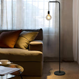 Industrial Exposed Bulb Black Metal LED Floor Lamp Image - 15