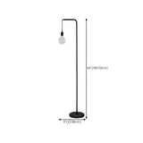 Industrial Exposed Bulb Black Metal LED Floor Lamp #size