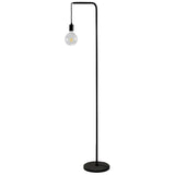 Industrial Exposed Bulb Black Metal LED Floor Lamp Image - 6