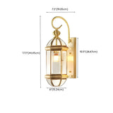 Industrial Exterial Gold Glass Lantern Wall Sconce Image - 14