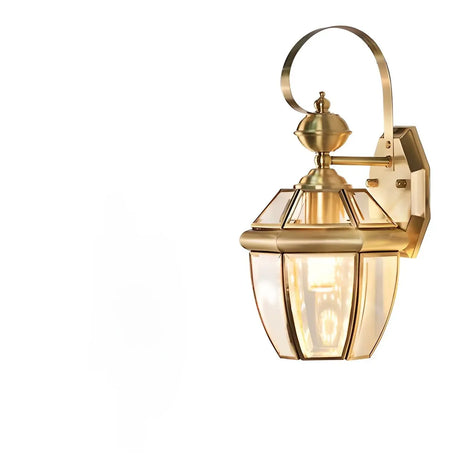 Industrial Exterial Gold Glass Lantern Wall Sconce Image - 2