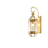 Industrial Exterial Gold Glass Lantern Wall Sconce Image - 3