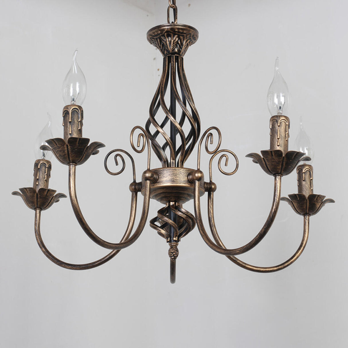 Industrial Farmhouse Bronze Candelabra Chandelier Image - 8