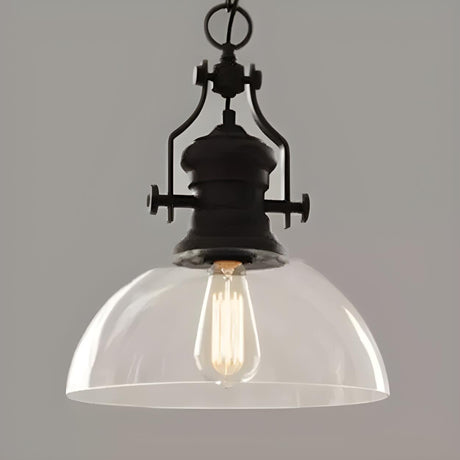 Industrial Farmhouse Dome Clear Glass Pendant Light Image - 1