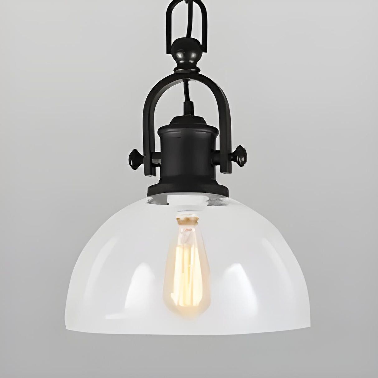 Industrial Farmhouse Dome Clear Glass Pendant Light Image - 3