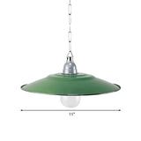 Industrial  Farmhouse Green Wide Saucer Pendant Light Image - 11