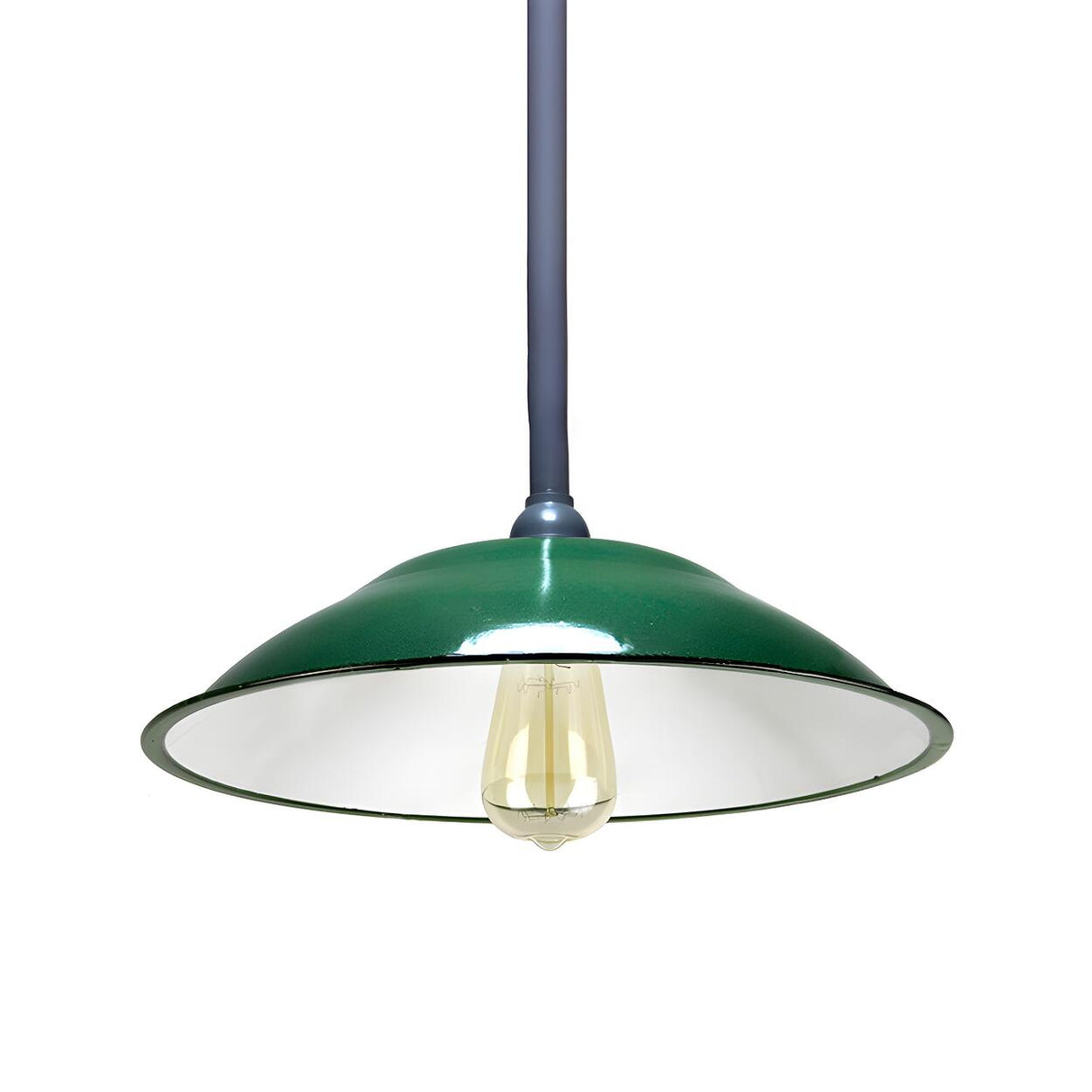 Industrial  Farmhouse Green Wide Saucer Pendant Light Image - 8