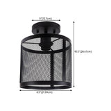 Industrial Foyer Iron Cylinder Semi-Flush Mount Light #size