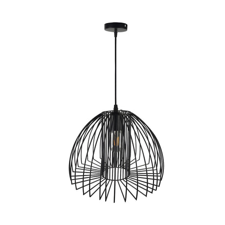 Industrial Frame Black Geometric Wire Cage Pendant Light Image - 2