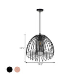 Industrial Frame Black Geometric Wire Cage Pendant Light Image - 5