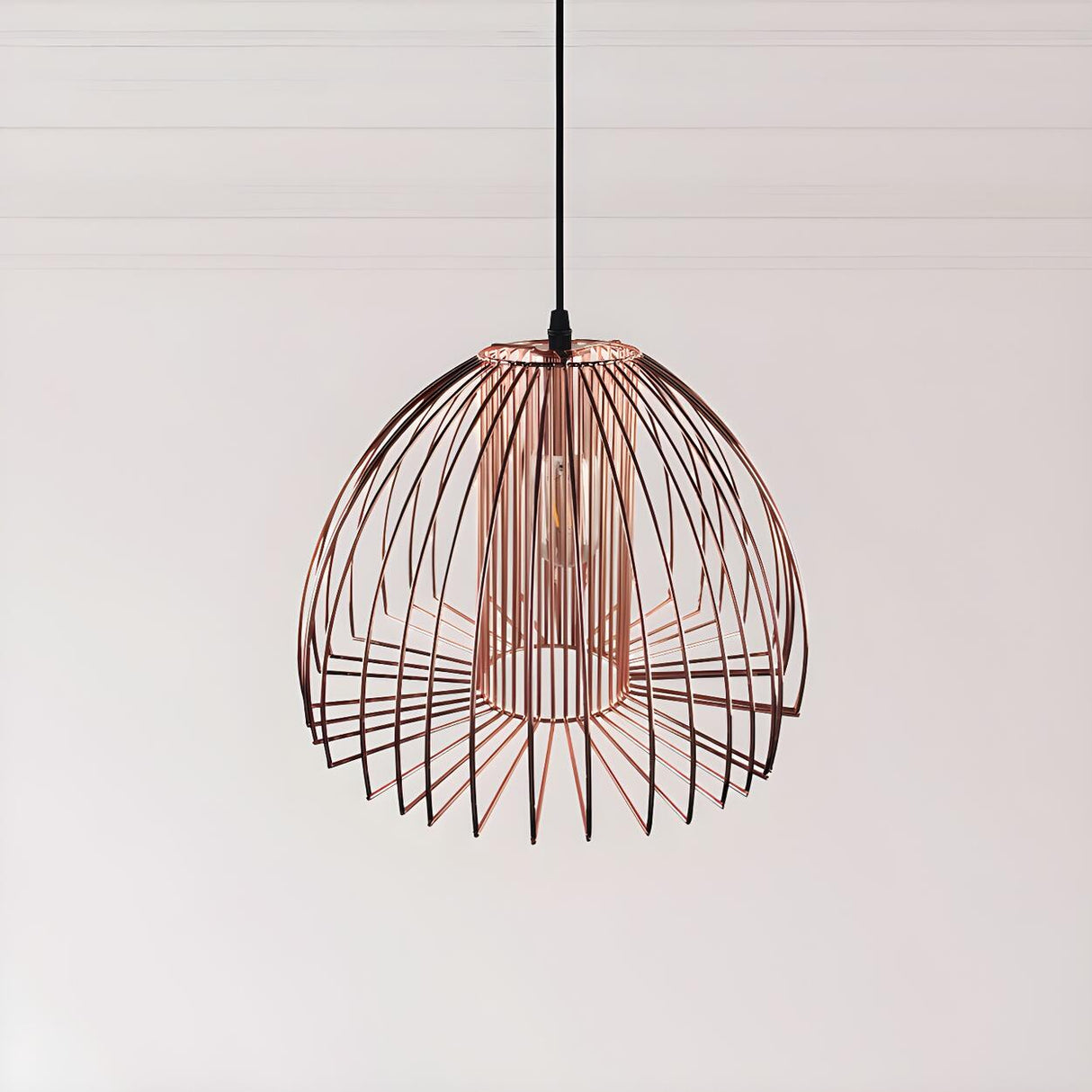 Industrial Frame Black Geometric Wire Cage Pendant Light Image - 7