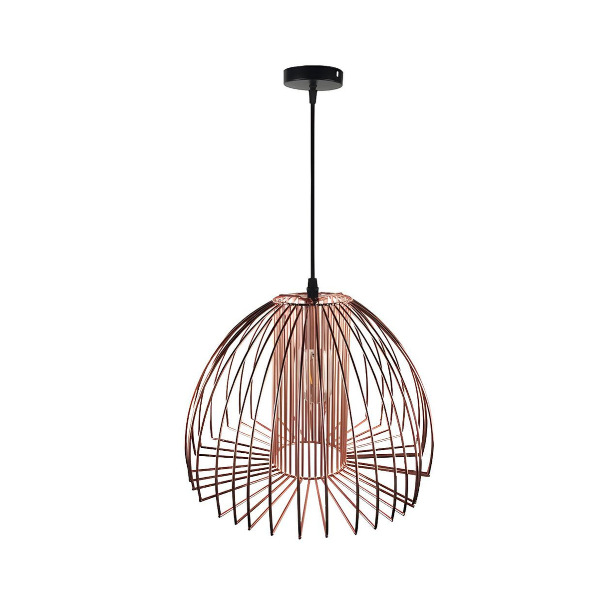 Industrial Frame Black Geometric Wire Cage Pendant Light Image - 8