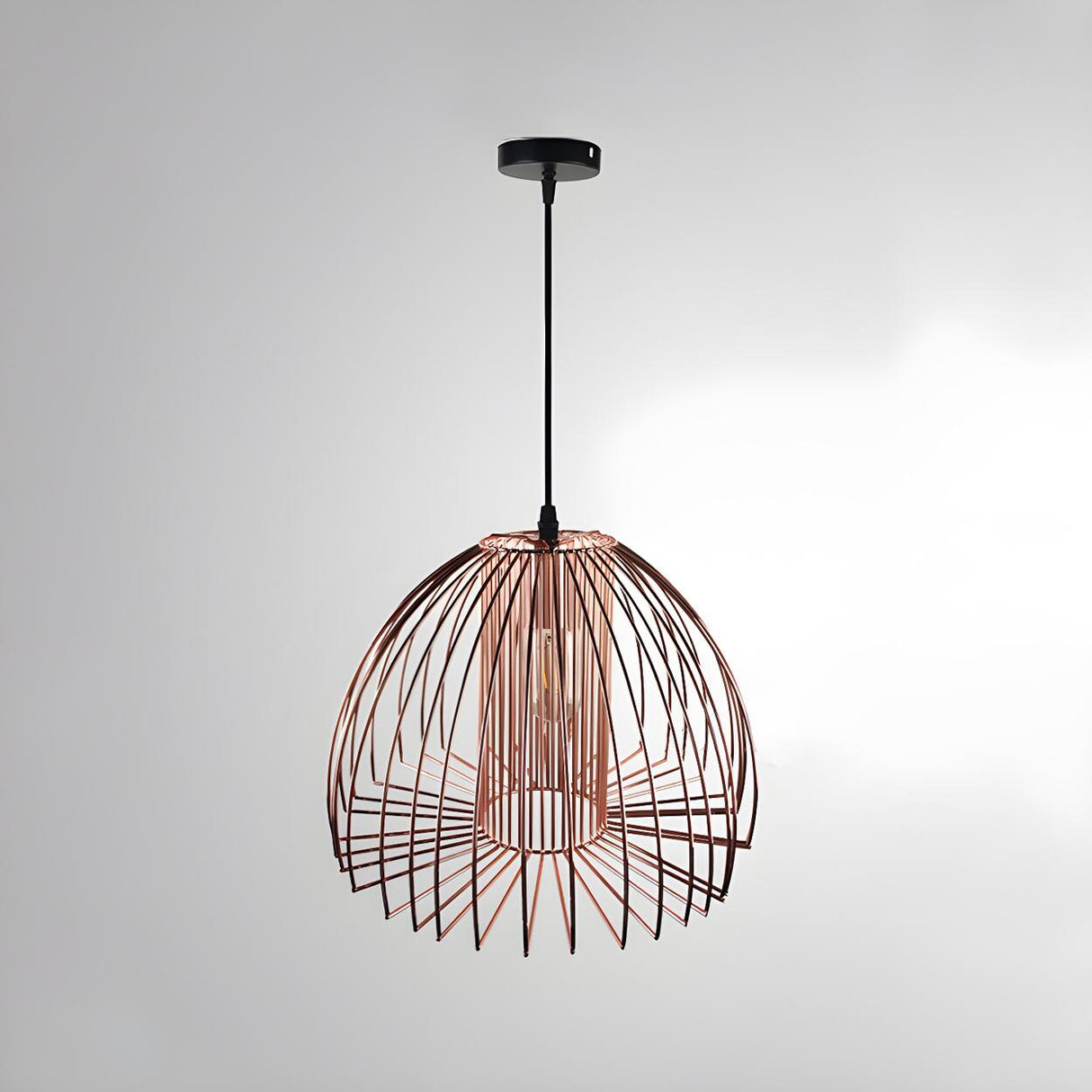 Industrial Frame Black Geometric Wire Cage Pendant Light Image - 9