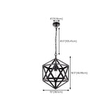 Industrial Geometric Black Metal Cage Pendant Light Image - 10