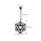 Industrial Geometric Black Metal Cage Pendant Light Image - 11