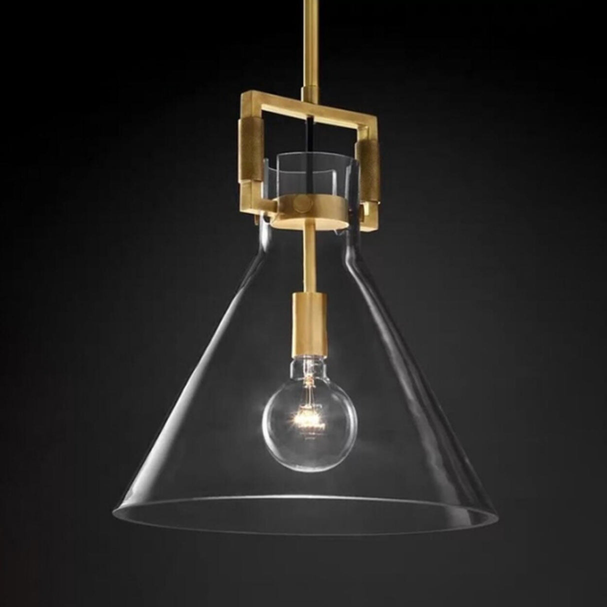 Industrial Geometric Brass Clear Glass Pendant Lights Image - 3