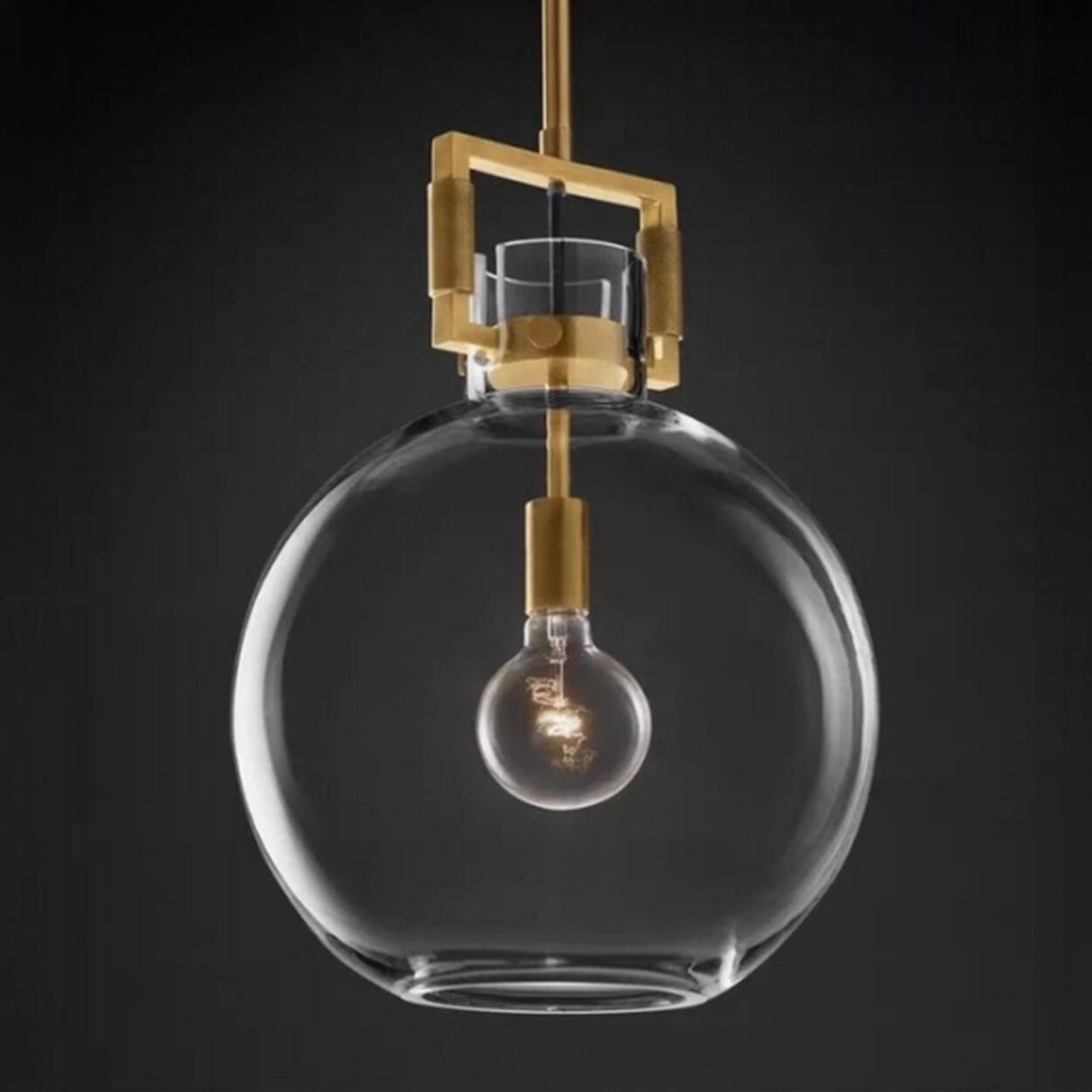 Industrial Geometric Brass Clear Glass Pendant Lights Image - 5