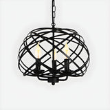 Industrial Geometric Cage Black Metal Pendant Chandelier Image - 4