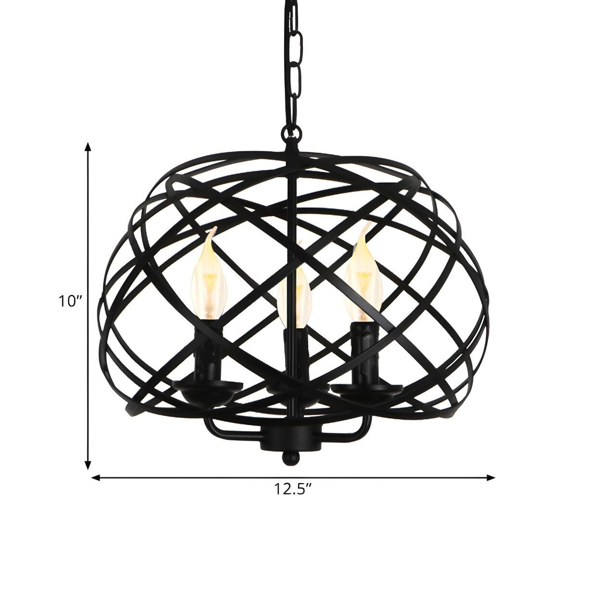 Industrial Geometric Cage Black Metal Pendant Chandelier Image - 5