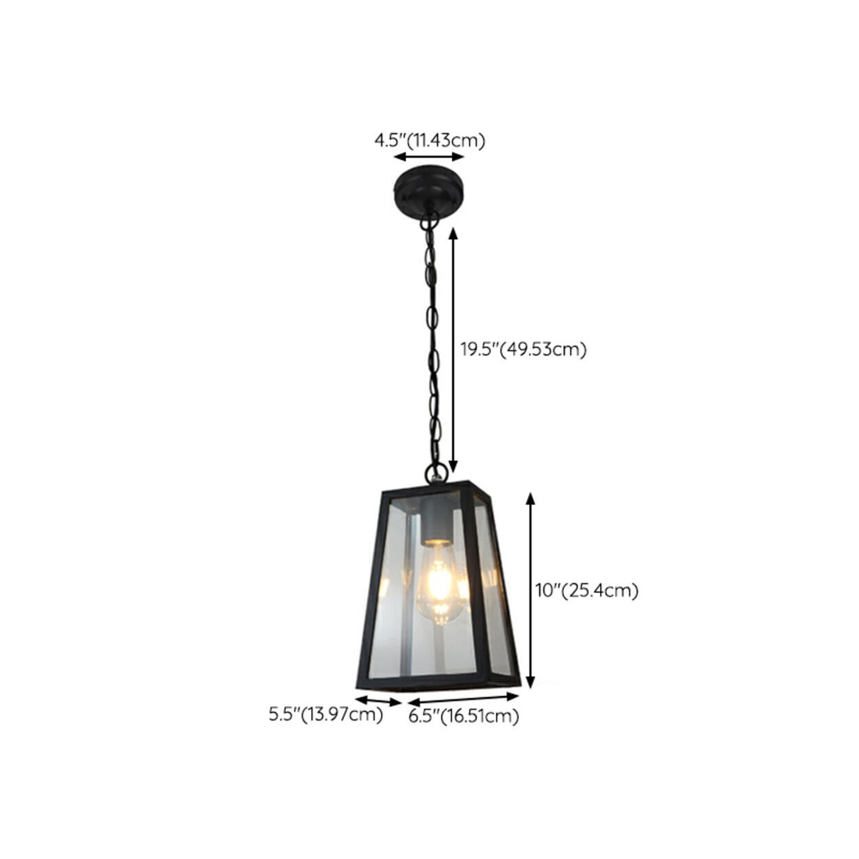 Industrial Geometric Clear Glass Outdoor Pendant Light 