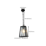 Industrial Geometric Clear Glass Outdoor Pendant Light #size