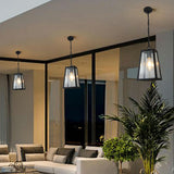 Industrial Geometric Clear Glass Outdoor Pendant Light Image - 2