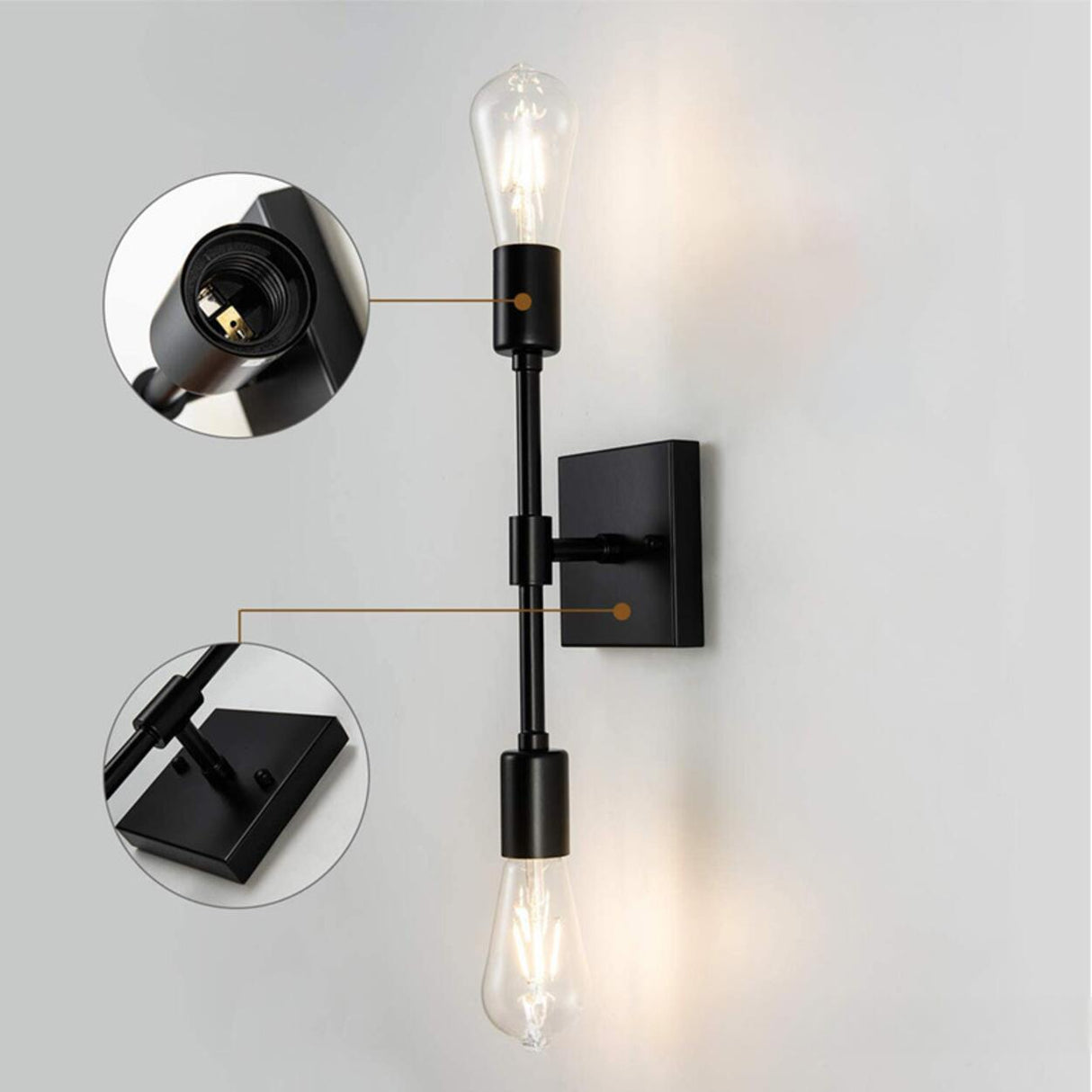 Industrial Geometric Double Bulb Vanity Wall Light Image - 9