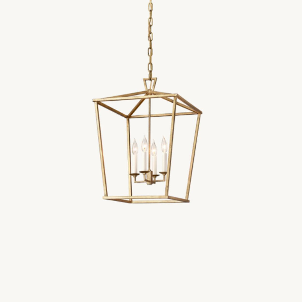 Industrial Geometric Lantern Chandelier Adjustable Height Image - 2