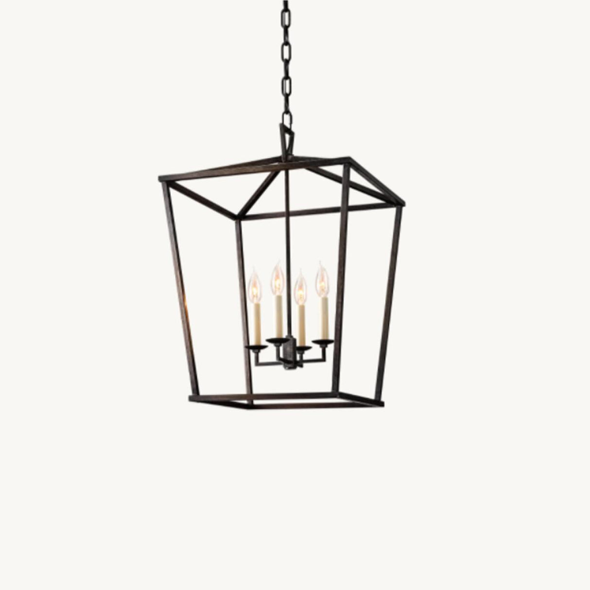 Industrial Geometric Lantern Chandelier Adjustable Height Image - 3