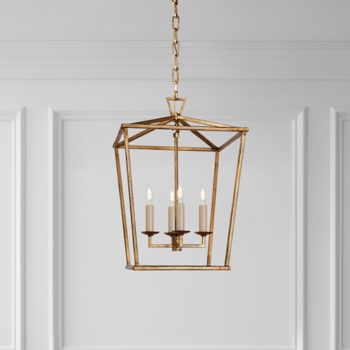 Industrial Geometric Lantern Chandelier Adjustable Height Image - 6