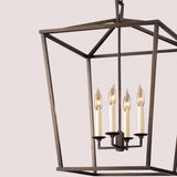 Industrial Geometric Lantern Chandelier Adjustable Height Image - 9