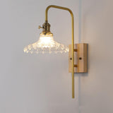 Industrial Glass and Wood Bedside Metal Wall Sconce Image - 11