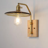 Industrial Glass and Wood Bedside Metal Wall Sconce Image - 8