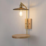 Industrial Glass and Wood Bedside Metal Wall Sconce Image - 9