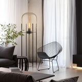 Industrial Glass Dome Black Metal Frame Floor Lamp Image - 1