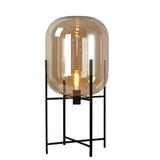 Industrial Glass Dome Black Metal Frame Floor Lamp Image - 11