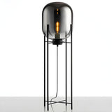 Industrial Glass Dome Black Metal Frame Floor Lamp Image - 13