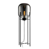 Industrial Glass Dome Black Metal Frame Floor Lamp Image - 18