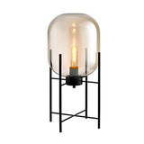 Industrial Glass Dome Black Metal Frame Floor Lamp Image - 2