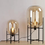 Industrial Glass Dome Black Metal Frame Floor Lamp Image - 3