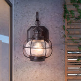 Industrial Globe Bronze Glass Exterior Wall Sconce Light Image - 10