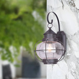 Industrial Globe Bronze Glass Exterior Wall Sconce Light Image - 11