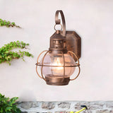 Industrial Globe Bronze Glass Exterior Wall Sconce Light Image - 14