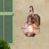 Industrial Globe Bronze Glass Exterior Wall Sconce Light Image - 15