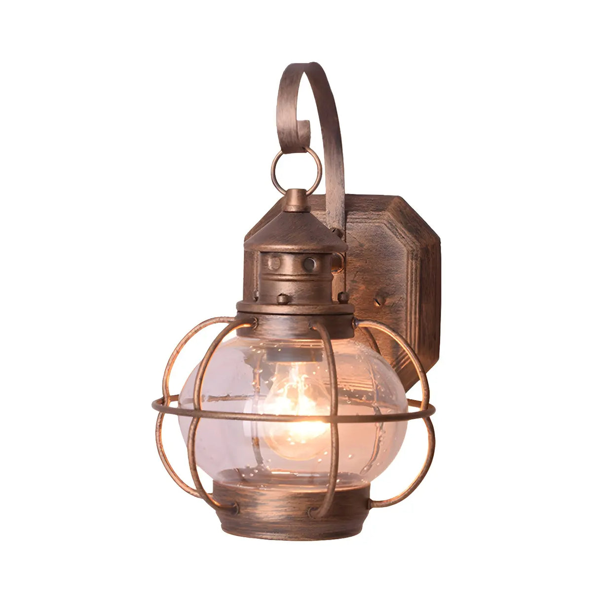 Industrial Globe Bronze Glass Exterior Wall Sconce Light Image - 16