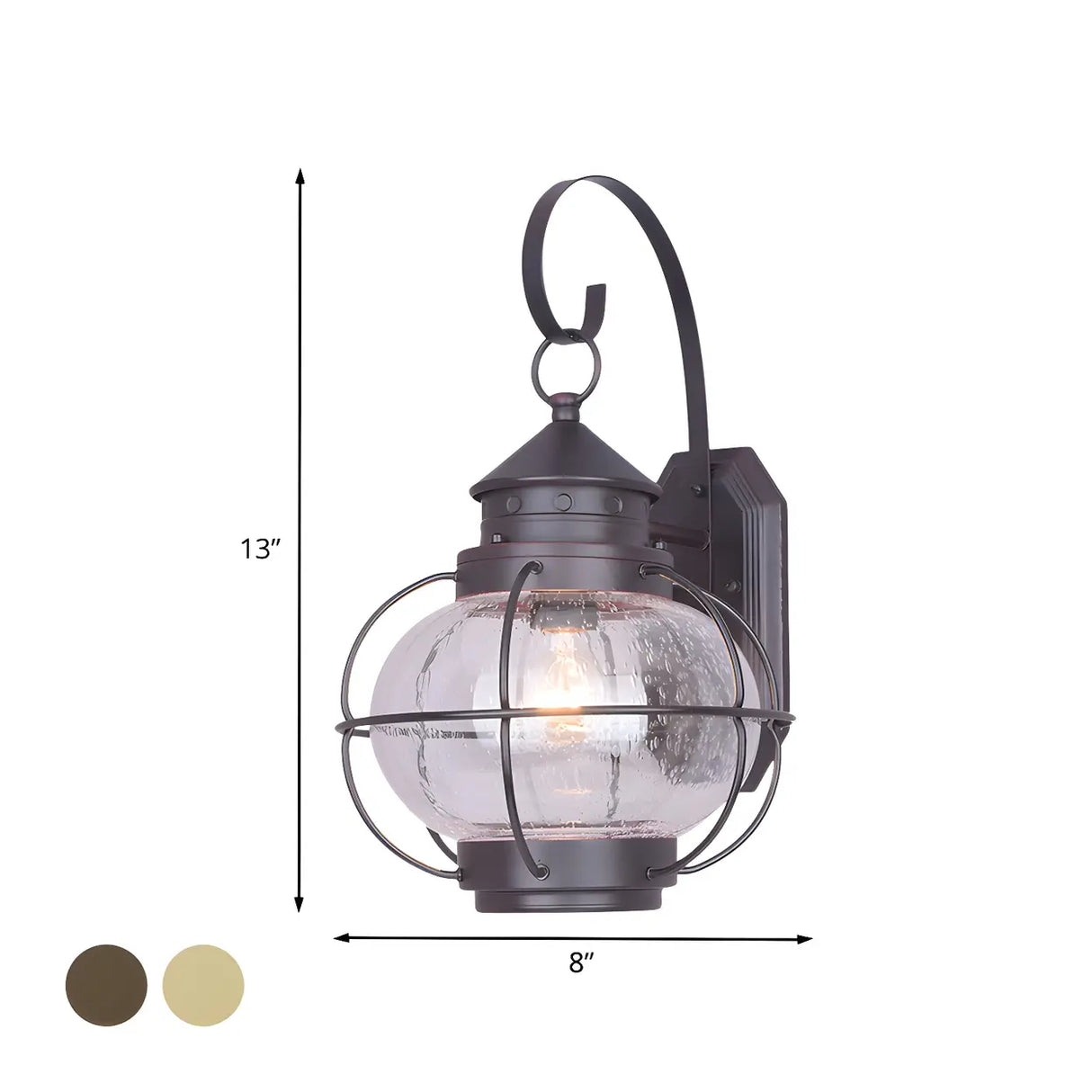 Industrial Globe Bronze Glass Exterior Wall Sconce Light 