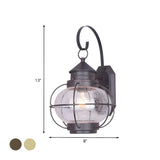 Industrial Globe Bronze Glass Exterior Wall Sconce Light #size